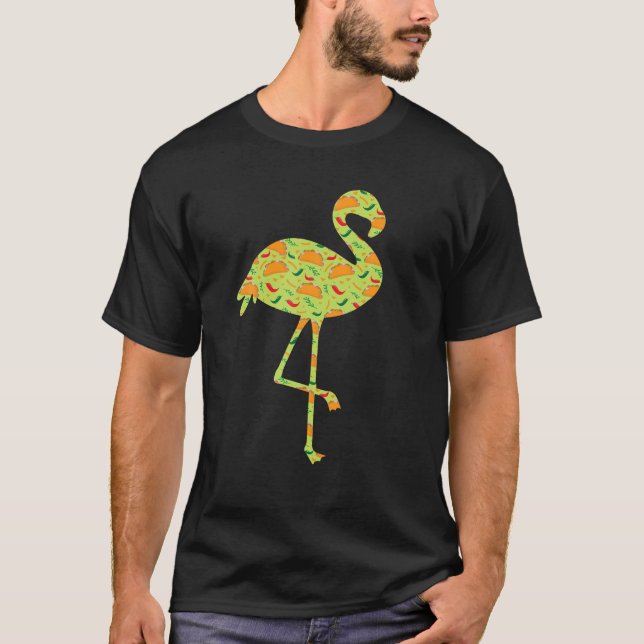 Flamingo Taco Pattern Funny Cinco De Mayo Mexican T-Shirt (Front)