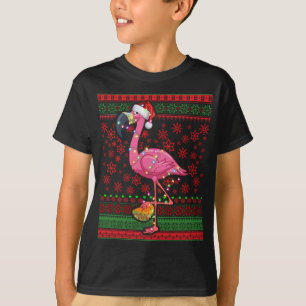 Flamingo Taco Santa Hat Mexican Tacos Ugly Christm T-Shirt