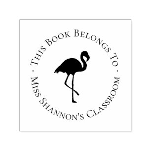 Flamingo Teacher Bookplate Label Rubber Self-inking Stamp