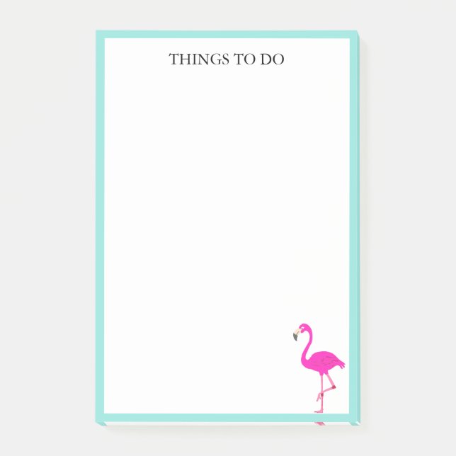 Flamingo & Teal Frame on White Post-it Notes (Front)