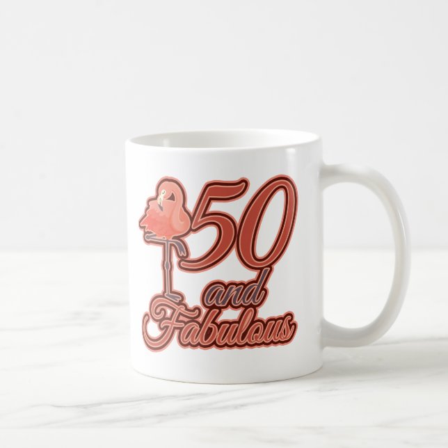 Flamingo Theme 50 and Fabulous 50th Birthday Coffee Mug (Right)