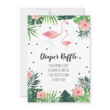 Flamingo Themed Baby Shower Diaper Raffle Card