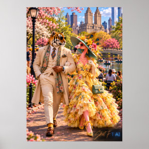 Flamingo & Tiger in New York – Spring in Central P Poster