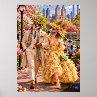 Flamingo & Tiger in New York – Spring in Central P Poster