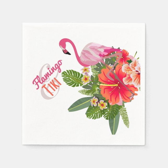Flamingo & Tiki Cocktail Napkins (Front)