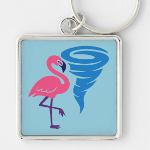 Flamingo Tornado Bold Modern Graphic Art Keychain