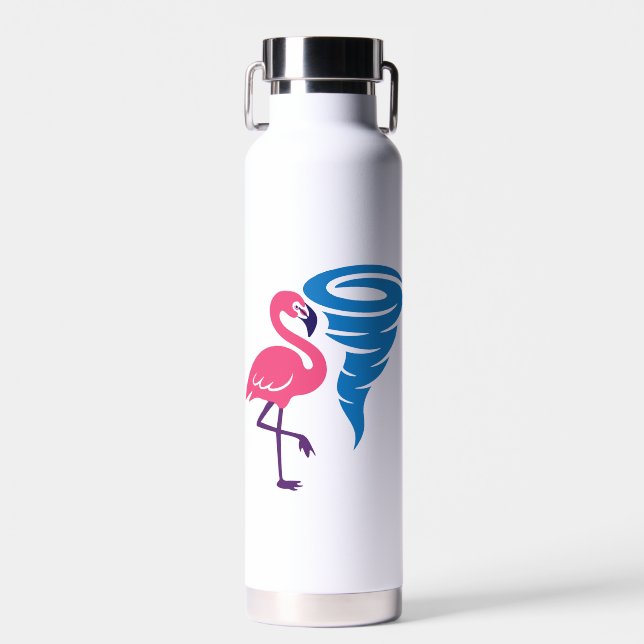 Flamingo Tornado Bold Modern Graphic Art Water Bottle (Front)