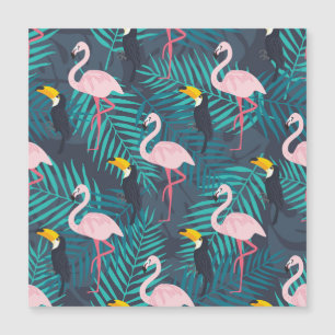 Flamingo, toucan: tropical leaf pattern