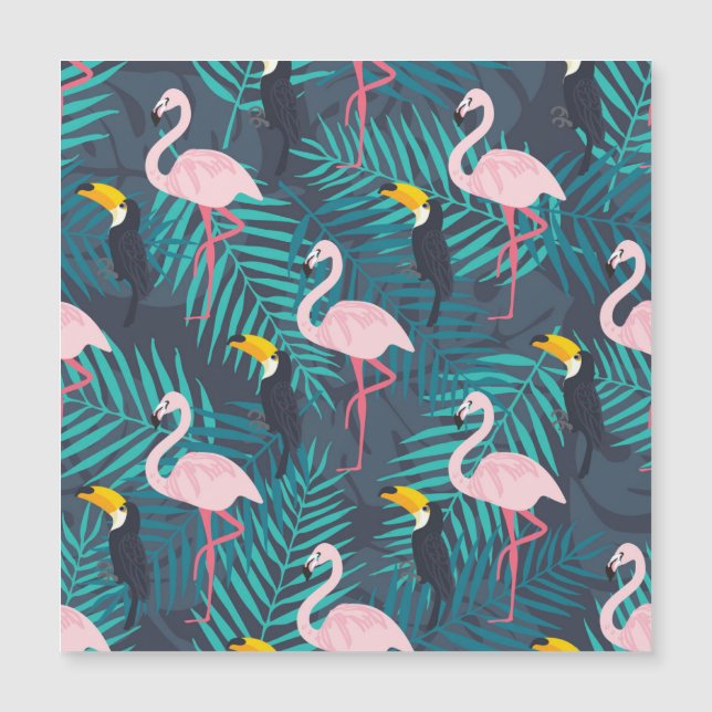 Flamingo, toucan: tropical leaf pattern (Front)