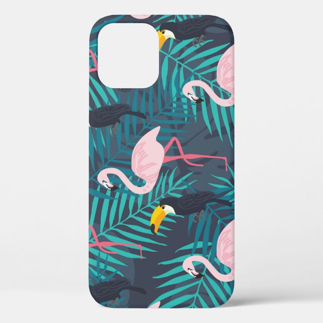 Flamingo, toucan: tropical leaf pattern Case-Mate iPhone case (Back)