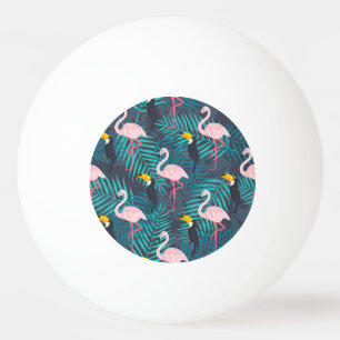 Flamingo, toucan: tropical leaf pattern ping pong ball