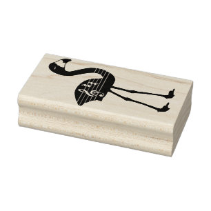 Flamingo Treble Clef Rubber Stamp (Facing Right)