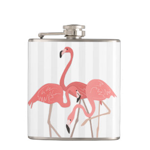Flamingo Trio and Stripes Hip Flask