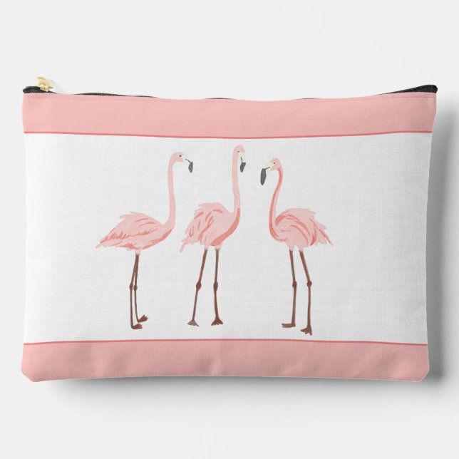 Flamingo Trio Monogram Zipper Pouch (Front)