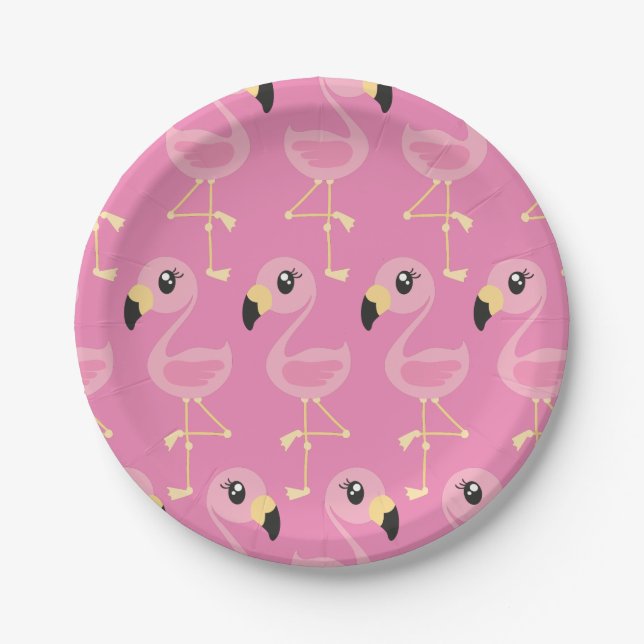 Flamingo Tropical 1st Birthday Plates (Front)