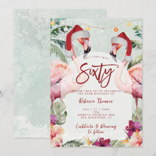 Flamingo tropical à soixante ans invitation