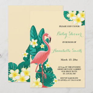 Flamingo Tropical baby shower Invitation