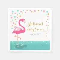Flamingo Tropical Baby Shower Paper Napkin Girl