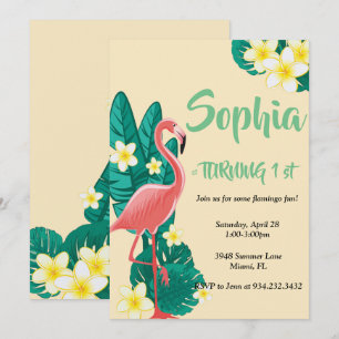 Flamingo Tropical birthday Invitation