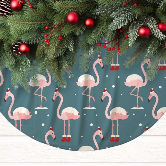 Flamingo Tropical Christmas Brushed Polyester Tree Skirt (Creator Uploaded)