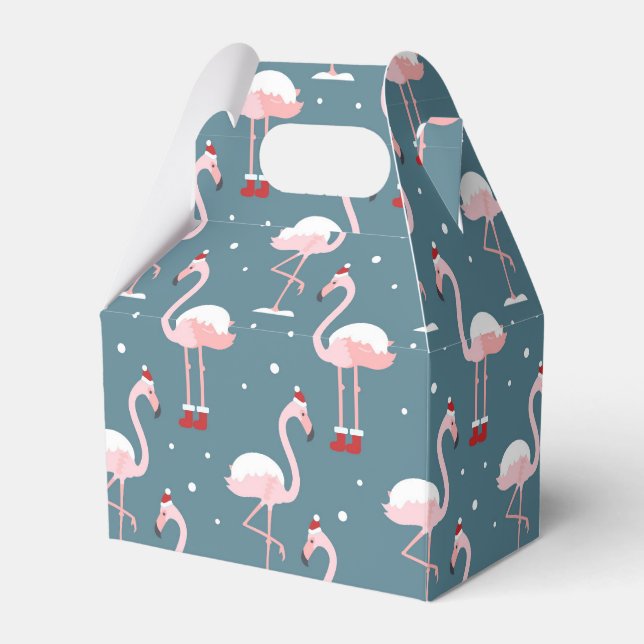 Flamingo Tropical Christmas Favor Box (Front Side)
