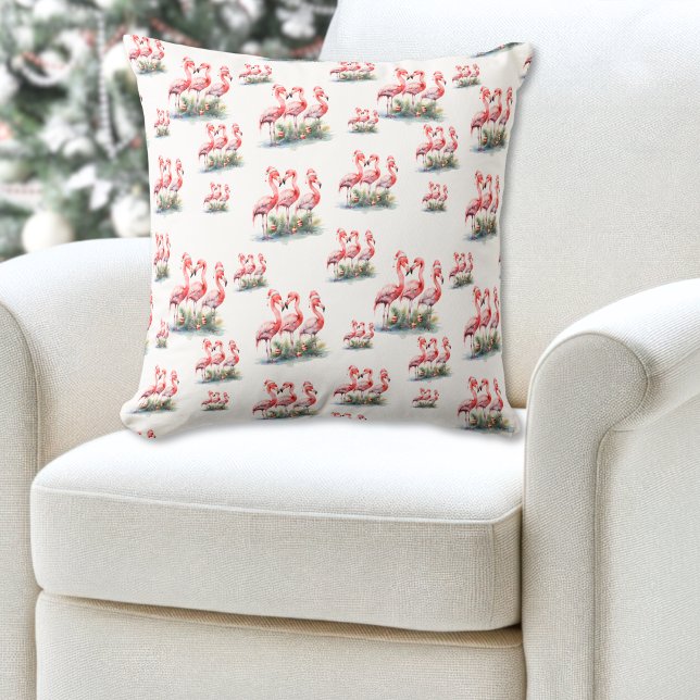 Flamingo Tropical Christmas Throw Pillow (Flamingo Tropical Christmas Throw Pillow )