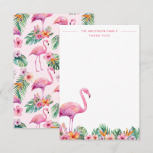Flamingo Tropical Family Thank You Flat Card