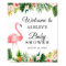 Flamingo Tropical Floral Girl Baby Shower Sign