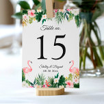 Flamingo Tropical Floral Wedding Table Number<br><div class="desc">Flamingo Tropical Floral Wedding Table Number Card (1) Please customize this template one by one (e.g, from number 1 to xx) , and add each number card separately to your cart. (2) For further customization, please click the "customize further" link and use our design tool to modify this template. (3)...</div>