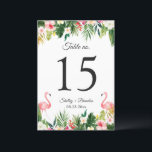 Flamingo Tropical Floral Wedding Table Number Card<br><div class="desc">Flamingo Tropical Floral Wedding Table Number Card. (1) Please customize this template one by one (e.g, from number 1 to xx) , and add each number card separately to your cart. (2) For further customization, please click the "customize further" link and use our design tool to modify this template. (3)...</div>