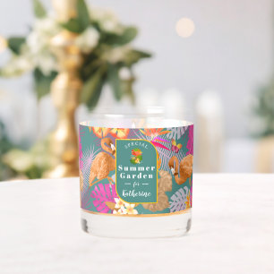 Flamingo Tropical Garden Turquoise Whiskey Glass