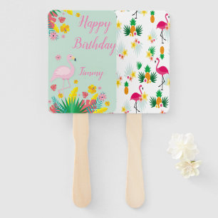 Flamingo Tropical Hand Fan