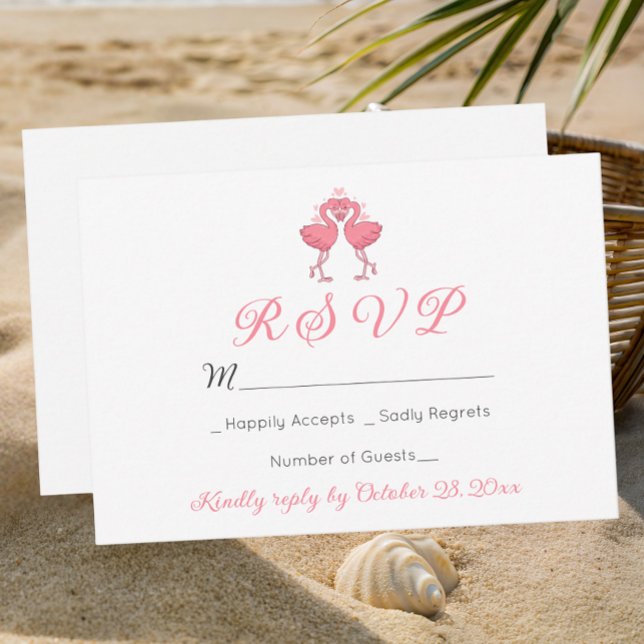 Flamingo Tropical Hawaiian Luau Beach Wedding RSVP (Creator Uploaded)