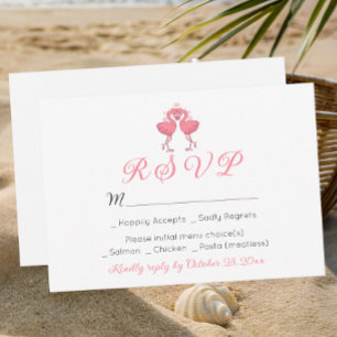 Flamingo Tropical Hawaiian Luau Beach Wedding RSVP Card