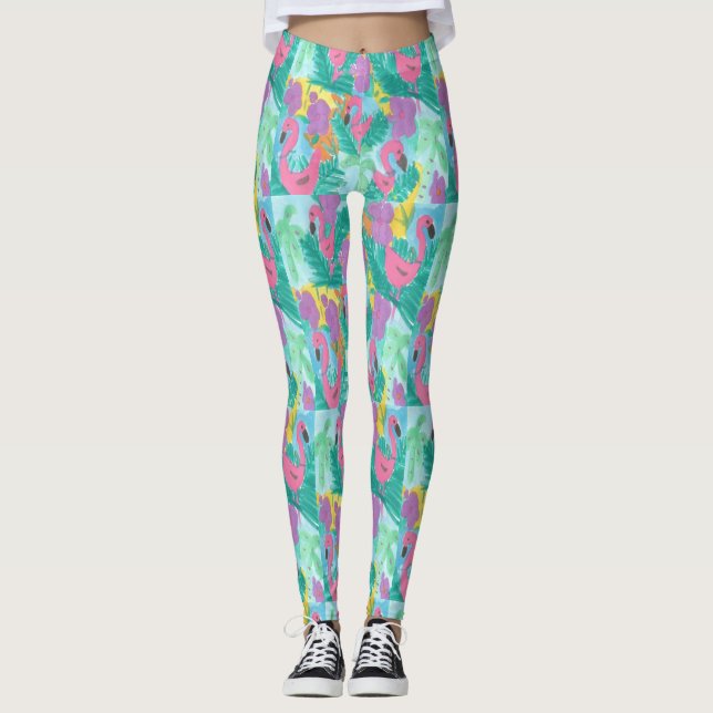 Flamingo Tropical Jungle Leggings (Front)