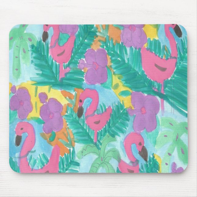 Flamingo Tropical Jungle Pattern Mouse Pad (Front)