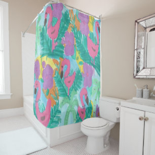Flamingo Tropical Jungle Shower Curtain