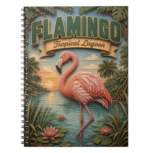 Flamingo Tropical Lagoon POPCUT Notebook (Front)