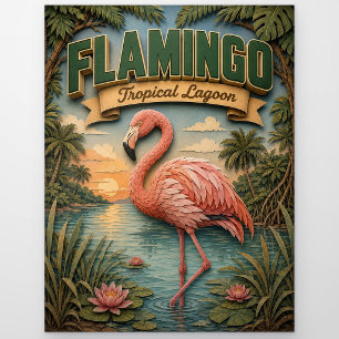 Flamingo Tropical Lagoon POPCUT Postcard