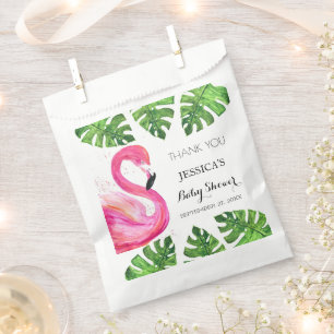 Flamingo Tropical Leaves Baby Shower Party Favour Bag