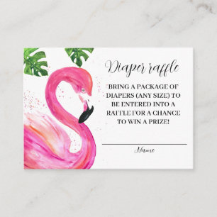 Flamingo Tropical Leaves Diaper Raffle Baby Shower Enclosure Card