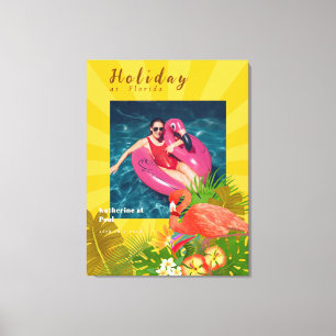 Flamingo Tropical Memories Photo Yellow Canvas Print
