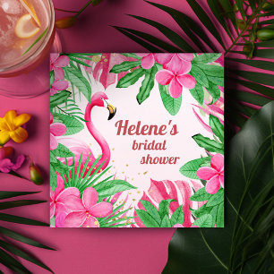Flamingo Tropical Pink Floral Bridal Shower Napkin