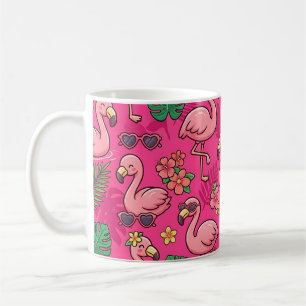 Flamingo Tropical Pink Mug - Summer Bird Pattern