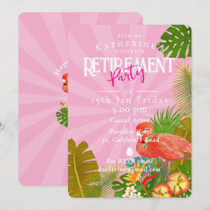 Flamingo Tropical Pink Retirement Invitation