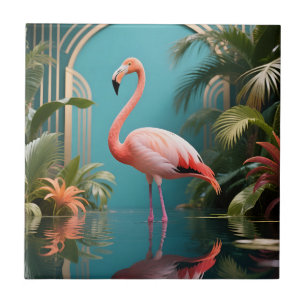 Flamingo Tropical Reflection Tile