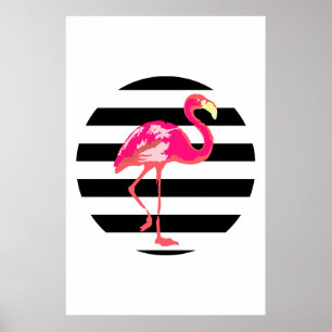 Flamingo, tropical summer poster, garden poster