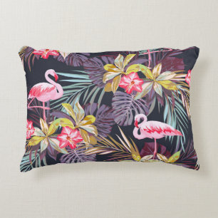 Flamingo Tropical: Summer Seamless Pattern Accent Pillow