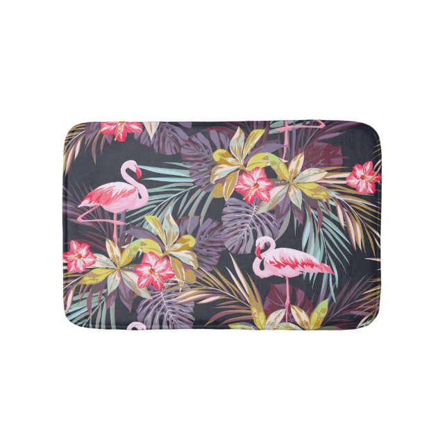 Flamingo Tropical: Summer Seamless Pattern Bath Mat (Front)