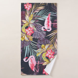 Flamingo Tropical: Summer Seamless Pattern Bath Towel